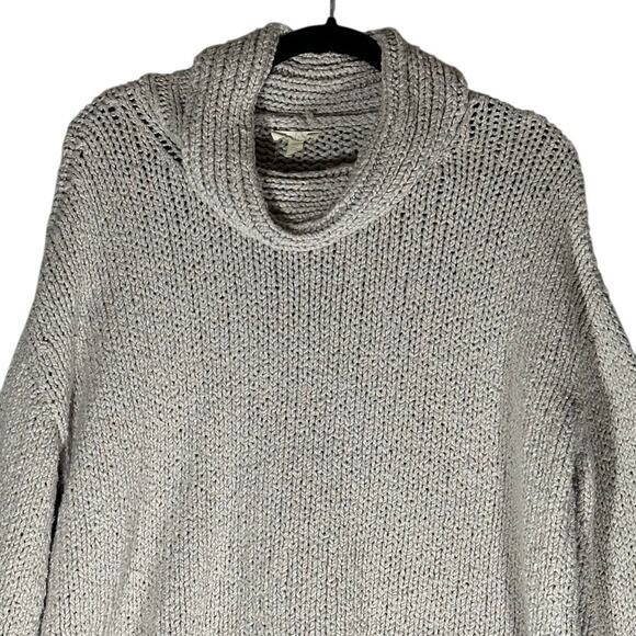 Eileen Fisher Chunky Knit CowlNeck Sweater Sz M Organic Cotton Gray Neutral Peru - Picture 7 of 9